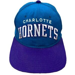 Vintage Charlotte Hornets Hat Cap Snap Back Starter Wool Spell Out Logo 90s Teal